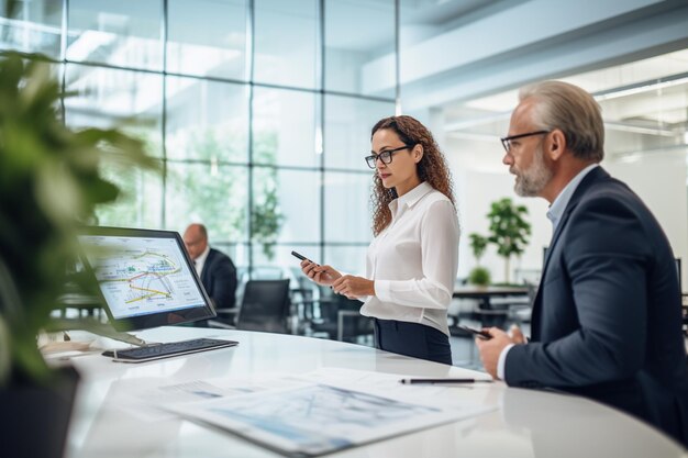 Empresários fazendo gestão de investimentos através de dados gerados pela tesouraria